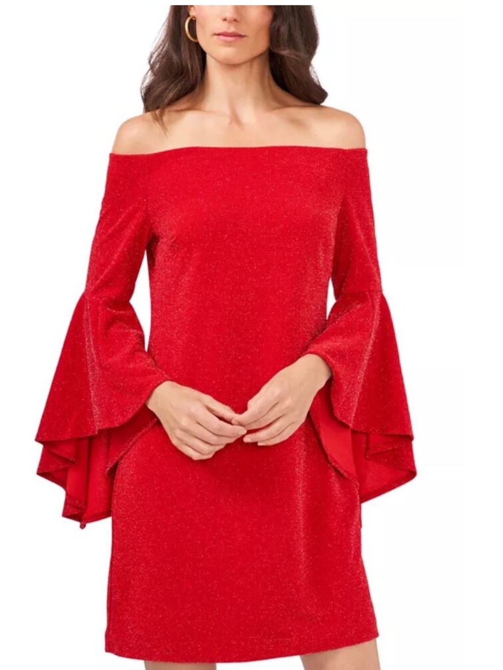 Vince Camuto Off the Shoulder Long Sleeve Sheath Cocktail Dress Red Size 6